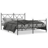 Cadru pat metalic cu tablie de cap/picioare, negru, 150x200 cm GartenMobel Dekor, vidaXL