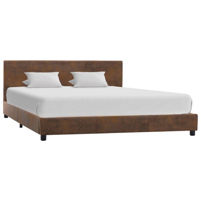 vidaXL Cadru de pat, maro, 120x200 cm, piele &icirc;ntoarsă ecologică 284782