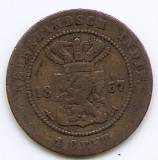 Indiile de Est Olandeze 1 Cent 1857 Willem III / Wilhelmina, Bronz, KM-307.2 (3), Asia