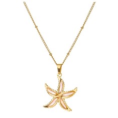 Colier placat cu aur Pink Starfish