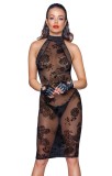 Midi tulle dress with velvet straps in the back - L