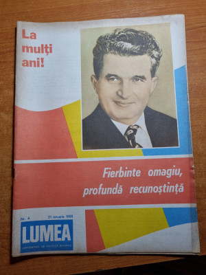 revista lumea 21 ianuarie 1988 - ziua lui ceausescu,fierbite omagiu foto