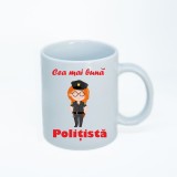 Cana alba personalizata politista, INOVATIX&reg;. 330ml