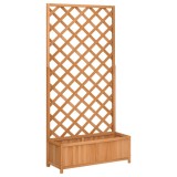 Cumpara ieftin Jardiniera cu spalier, maro, 90x35x180 cm, lemn masiv de brad