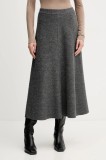 Marc O&#039;Polo fustă cu l&acirc;nă culoarea gri, midi, evazați, 510607720127