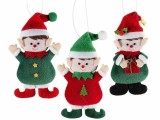Set 3 ornamente brad Craciun Elfi textil multicolor cm 7,5 x 13 H