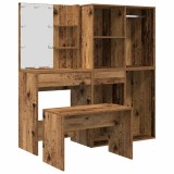 Cumpara ieftin Set de masuta de toaleta cu LED Lemn vechi din lemn lemnos
