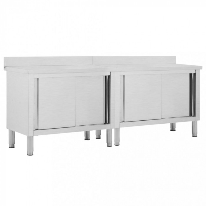 Mese lucru usi glisante 2 buc 240x50x(95-97) cm otel inoxidabil