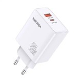Cumpara ieftin Incarcator Retea Dual Port Kakusiga KSC-936, Fast Charging 40W, 1xUSB-C, 1xUSB-A, Alb