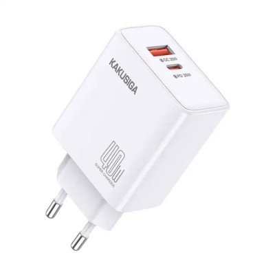 Incarcator Retea Dual Port Kakusiga KSC-936, Fast Charging 40W, 1xUSB-C, 1xUSB-A, Alb foto