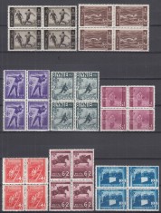 ROMANIA 1937 LP 119 UNIUNEA FEDERATIILOR SPORTIVE DIN ROMANIA U.F.S.R. SERIA IN BLOC DE 4 TIMBRE STARE MNH