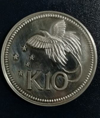 SV * Papua Noua Guinee / Papua New Guinea 10 KINA 1975 * 42 GRAME ARGINT .925 foto