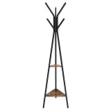 Cuier Hol Songmics Negru Metalic cu 6 C&acirc;rlige și 2 Rafturi, 49x49x179 cm