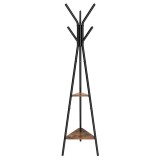 Cuier, Songmics, 6 carlige, 2 rafturi, metal, negru, 49x49x179 cm