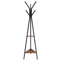 Cuier, Songmics, 6 carlige, 2 rafturi, metal, negru, 49x49x179 cm