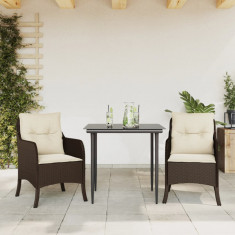 vidaXL Set mobilier de grădină cu perne, 3 piese, maro, poliratan foto