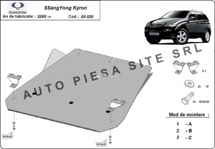 Scut metalic cutie viteze SsangYong Kyron fabricat incepand cu 2005 APS-00,020