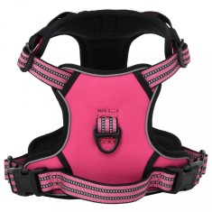vidaXL Ham pentru c&acirc;ini cu dungi reflectorizante reglabil, roz, S 4013364