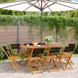 Set 8 Scaune Gradina Pliabile Lemn Acacia Negru Gossi, Exterior, Rezistente 41x52.5x80 cm