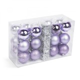 Set 26 Decoratiuni pentru Bradul de Craciun cu Globuri, Ghirlanda si Margele, Culoare Violet, Familly Christmas