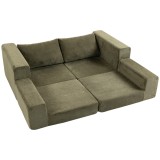HOMCOM Canapea Convertibilă 2 locuri 4-&icirc;n-1, Canapea-Pat Comprimată din Chenille 208 cm cu Șezut Lat, 2 Perne, Verde | Aosom Romania