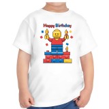 Tricou copii, aniversare 6 ani, tematica LEGO, Happy Birthday