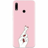 Husa silicon pentru Huawei P Smart 2019, Pink Finger Cross