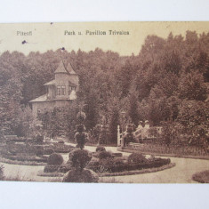 Pitesti:Parcul si Pavilionul Trivale,carte postala 1918 cu cenzura militara rara