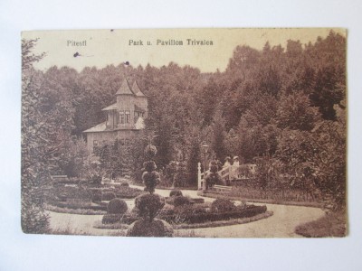 Pitesti:Parcul si Pavilionul Trivale,carte postala 1918 cu cenzura militara rara foto