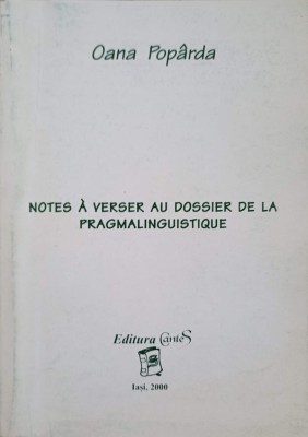NOTES A VERSER AU DOSSIER DE LA PRAGMALINGUISTIQUE-OANA POPARDA-239594 foto