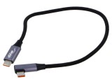Cablu USB 2.0 AKYGA USB C mufă unghi nichelat 0,3m negru textil