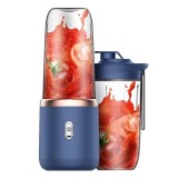 Mini blender electric, wireless, cu 6 lame din otel inoxidabil, portabil, putere 40 W, albastru