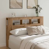 VidaXL Tăblie de pat cu LED, stejar artizanal, 160x18,5x103,5 cm, lemn