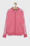 Cumpara ieftin Adidas Originals Hanorac de bumbac pentru copii H34591 culoarea roz, cu imprimeu