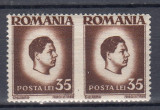 ROMANIA 1945/47 LP 187 MIHAI HARTIE ALBA EROARE NEDANTELAT VERTICAL PERECHE MNH