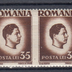 ROMANIA 1945/47 LP 187 MIHAI HARTIE ALBA EROARE NEDANTELAT VERTICAL PERECHE MNH