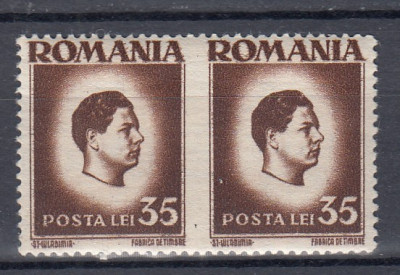 ROMANIA 1945/47 LP 187 MIHAI HARTIE ALBA EROARE NEDANTELAT VERTICAL PERECHE MNH foto