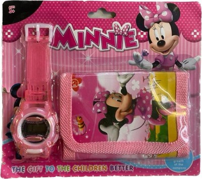 Set ceas electronic de mana si portofel copii tip Minnie foto