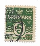 Danemarca - Linii ondulate, 1912 - 5 Ore, obliterat