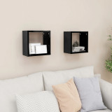 Rafturi de perete cub, 2 buc., negru extralucios, 26x15x26 cm GartenMobel Dekor, vidaXL
