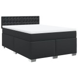 Cumpara ieftin Pat box spring cu saltea, negru, 140x200 cm, piele ecologica