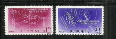 ROMANIA 1958 - CONFERINTA TELECOMUNICATIILOR-MOSCOVA - MNH - LP 451 foto