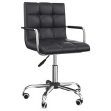 Scaun Rotativ HOMCOM cu Brațe din Piele Sintetică, Negru 52.5x54x94cm | Aosom Romania