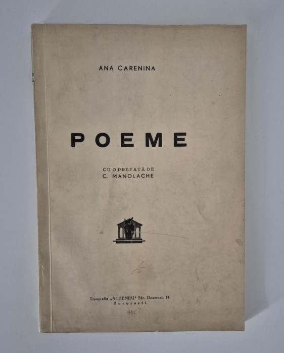 Carte veche Ana Carenina Poeme Carte cu autograf Carte rara
