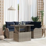 Cumpara ieftin Set dining pentru exterior 5 buc. Gri Rattan poli