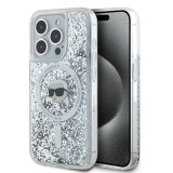 Husa Karl Lagerfeld iPhone 15 Pro Liquid Glitter MagSafe, Karl Head, transparent, KLHMP15LLGKISGH