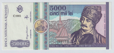 Romania, 5000 lei 1992_aUNC-UNC_serie mica_C.0003-000573 foto