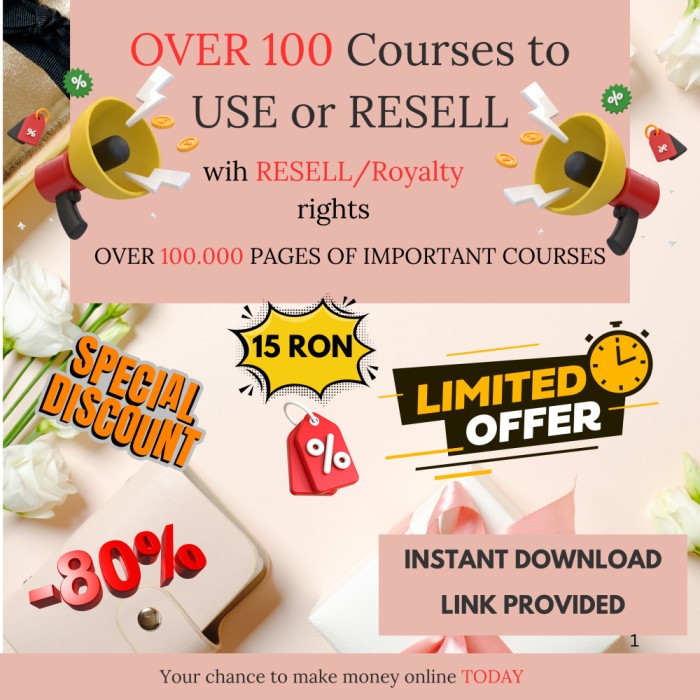 PESTE 100 CURSURI DREPTURI DE AUTOR INCLUSE (uz personal sau vanzare )