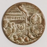 MEDALIA ASOCIATIA CRESCATORILOR DE PASARI SI ANIMALE MICI DE RASA ORASUL STALIN 1958 EXPOZITIA LOCUL 2 BRASOV ARGINTATA
