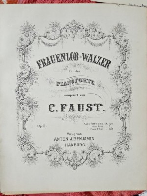 Frauenlob - Walzer pentru piano forte - C. Faust Op.75 partitura foto